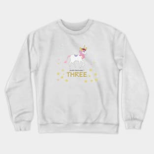 Third birthday. Three. Unicorn Birthday invitation. Party invitation greeting card Crewneck Sweatshirt